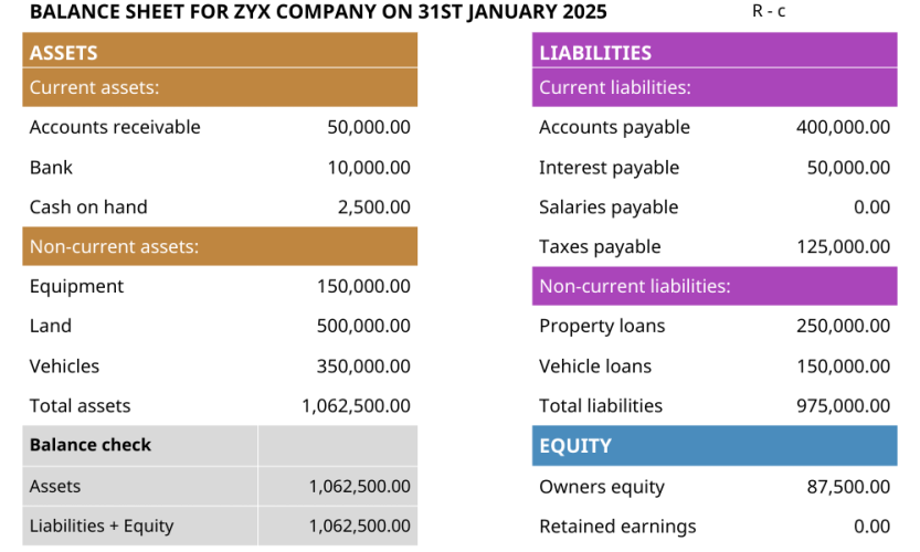 Balance Sheet Example